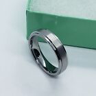 Tungsten Carbide 5.5 mm Wedding Band Ring Satined Center Recessed Edges 5 ~ 12