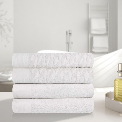 Superior Turkish Cotton Jacquard Solid 4Piece Bath Towel Set, Body