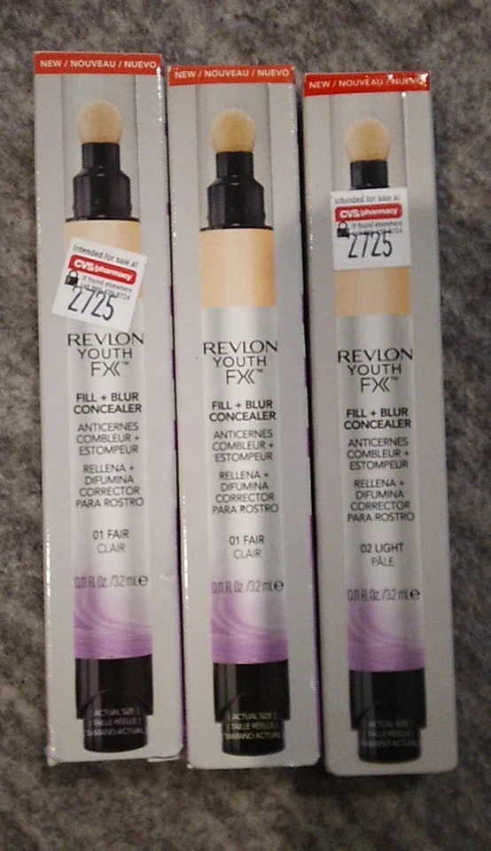  BREVLON YOUTH FX RELLENO + CORRECTOR DESENFOQUE 01 FAIR ~ NUEVO ~ Paquete de 3 Foto 1 de 4