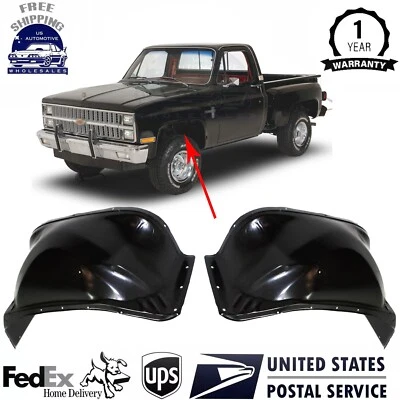 New Front Inner Fender LH & RH Steel Black For 1981-91 Chevy C10 Suburban C1500 Foto 1 de 4