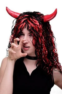 Wig Long Curly Devil She-Devil Demon Red/Black 4044-P103-13 - Picture 1 of 4