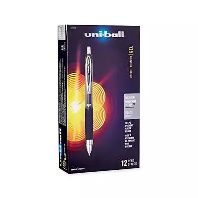 12 Uni-Ball 207 Signo Retractable Gel Rollerball Pens Black Medium .7mm, uniball