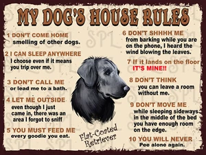 My dog's house rules Flat-Coated Retriever metal sign Plaque - Picture 1 of 4