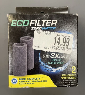 Replacement Water Filter for EcoFilter Pitcher ZR-002ECO, 2 Pack - Image 1 of 2