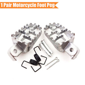 1 Pair  Motorcycle Dirt Bike Foot Pegs Footrest Silver Aluminum with Accessories