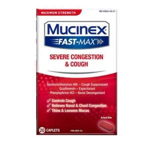Mucinex Fast-Max Adult Severe Congestion & Cough Caplets 20 ct exp 12/2025 - Picture 1 of 1
