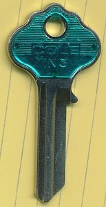 IN-3 KEY BLANK GREEN PLASTIC TOP  - Picture 1 of 1