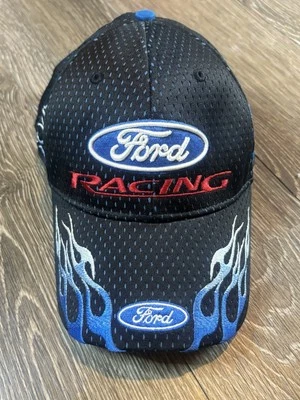 Vintage Ford Racing NASCAR Adjustable Hat W/Flames Black/Blue - Image 1 of 4