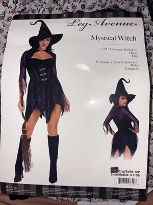 Leg Avenue Mystical Witch Cosplay Dress Black/Purple, And Hat Small - Image 1 of 3