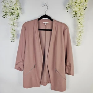 Maurices Blazer Jacke vorne offen mauve rosa leicht Reißverschlusstaschen Größe L - Bild 1 von 10