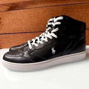 Ralph Lauren Polo Court High-Top Sneakers Mens Casual Black Size 13 NWOT - Picture 1 of 10