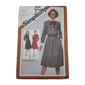 Simplicity 5134 VTG 80s Misses Pullover Dress Collar Cuffs Sz 14 Pattern UC FF - Picture 1 of 6