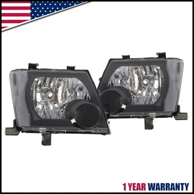 Par de carcasas negras con faros halógenos Singal para Nissan Xterra 2005-2015 Foto 1 de 4