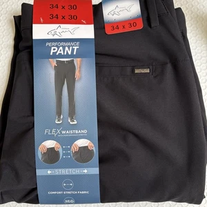 Greg Norman Herren Performance Flex Bund Druckknopf Hose, schwarz Größe 34X30 - Bild 1 von 3