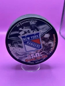NHL New York Rangers 50 Goal Club Hockey Puck Jaromir Jagr Adam Graves Hadfield - Picture 1 of 5