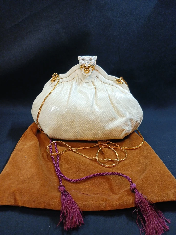 Vintage Finesse La Model Python Snakeskin Jeweled Convertible Clutch Purse RARE - Image 1 of 4