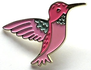 Pink Hummingbird Bird Enamel Lapel Pin Badge - Picture 1 of 3