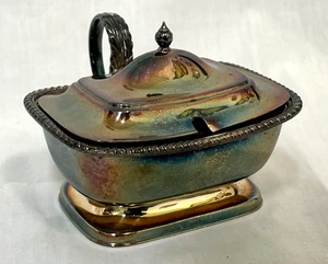 ANTIK/VINTAGE SILBER TELLER KOBALTBLAU GLAS AUSGEKLEIDET MEISTER SALZKELLER - Bild 1 von 9