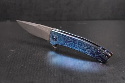 CHAD NICHOLS DAMASCUS KNIFE TIMASCUS FRAMELOCK CUSTOM HANDMADE EMERSON - Image 1 of 4