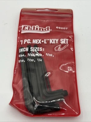 Eklind Tool  5/64" to 1/4"  SAE  Short Arm  Hex L-Key Set  Multi-Size in. 7 pc. - Image 1 of 2