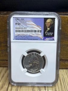 1961 Washington Quarter NGC PF67 Washington Facsimile Signature Special Label - Picture 1 of 3