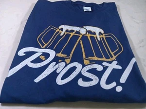 Port & Company Ring Spun Fan Favorite Men's 2XL Long Sleeve BlueT-Shirt "PROST! - Picture 1 of 6