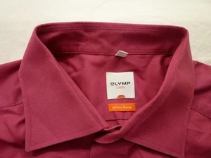 Olymp Luxor slim line Oberhemd Hemd Kombimanschette 44 dunkelrosa uni #E7810 - Bild 1 von 1