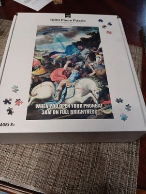 Typo "WHEN YOU OPEN YOUR PHONE AT 3AM ON FULL BRIGHTNESS" 1000 Pc Puzzle Complet - Image 1 of 4
