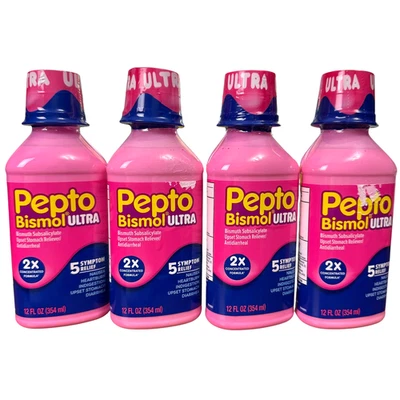 4 x 12 oz Pepto Bismol Ultra 2x Concentrated Formula Liquid Pink Exp 12/2026 - Image 1 of 4