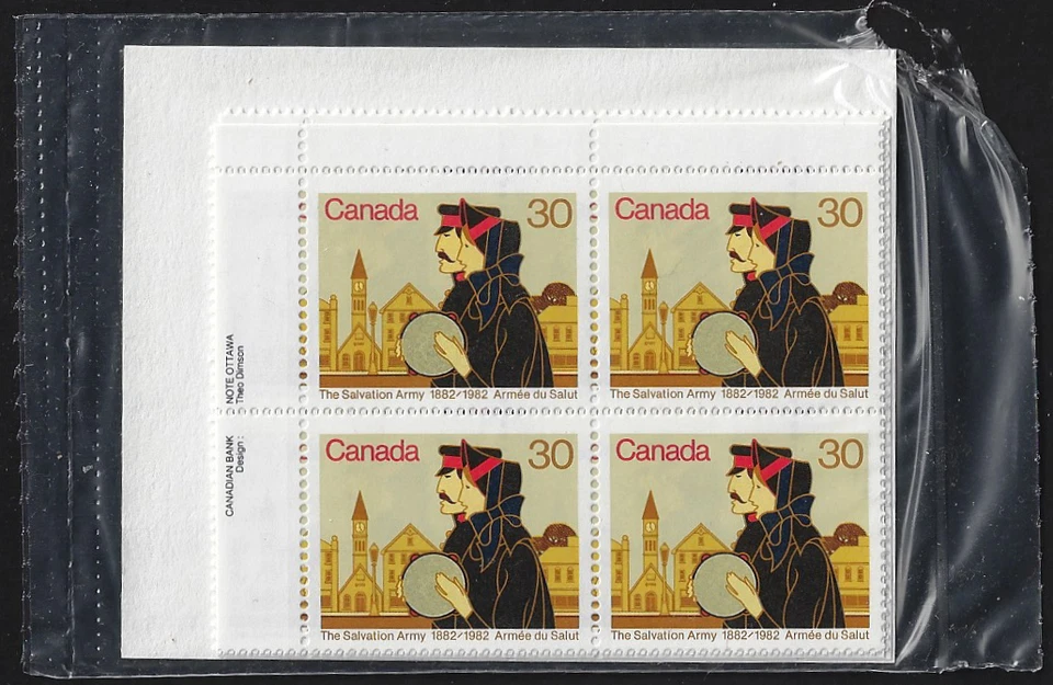 Canada — Set of 4 Corner Blocks — 1982, Salvation Army Centenary #954 MNH - Image 1 of 1