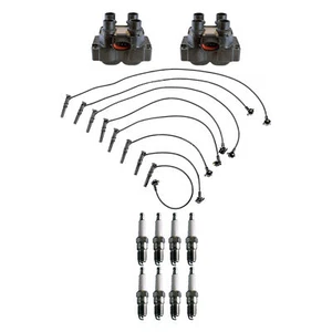 Denso 2 Ignition Coils Wire Set 8mm & 8 U-Groove Spark Plugs Kit For Ford 4.6 V8 - Picture 1 of 1