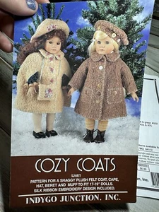 Cozy Coats Pattern 18” dolls like American Girl  1997 NEW Indygo Junction Shaggy - Picture 1 of 3