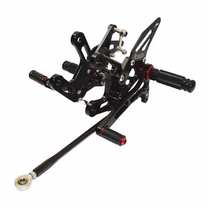 Black Adjustable Rearset Pedal Pegs Standard Shift For KAWASAKI ZX10R 2016-2020 - Picture 1 of 6