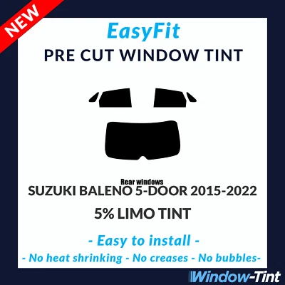 EasyFit Static Pre Cut Tint For Suzuki Baleno 5-door 2015-22 - 5% Limo Rear - Image 1 of 3