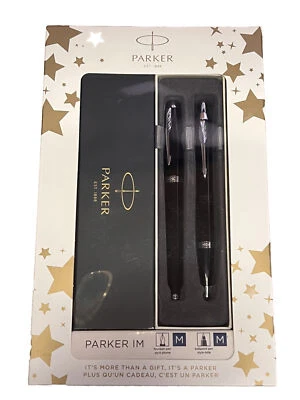 Parker IM Pluma Estilográfica y Bolígrafo Set de Regalo, Negro con Borde Cromado (1) Foto 1 de 2