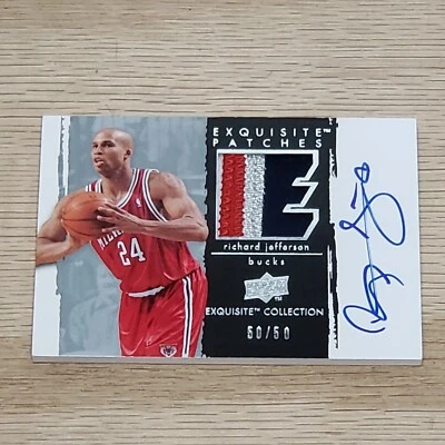 2009-10 UD Richard Jefferson Exquisite Collection 4 Patch On Card Auto SP 50/50 - Image 1 of 4