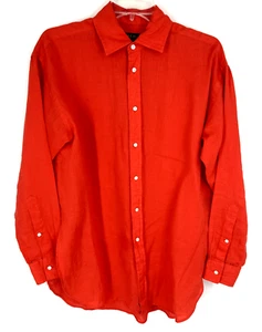Camisa de vestir Polo Ralph Lauren para mujer de lino talla 8 naranja salmón - Imagen 1 de 15