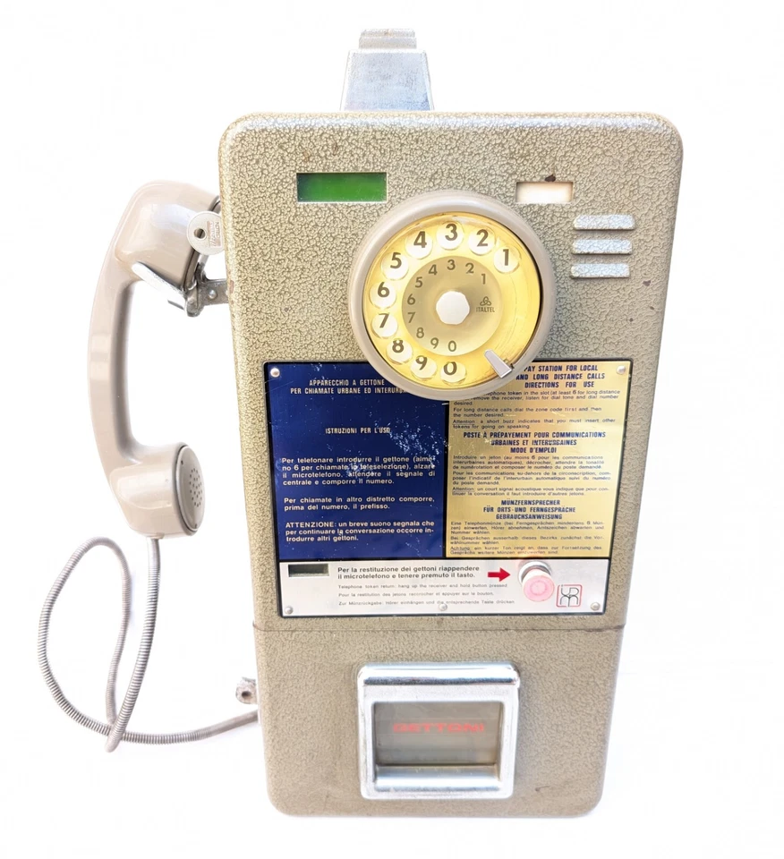 Telefono A Gettoni gettoniera vintage phone da cabina telefonica sip modernariat - Immagine 1 di 4