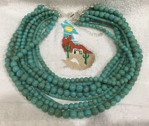 ✨ Premier Designs ‘Acapulco’ 9 Strand Beads-Sim. Turquoise Necklace - Picture 1 of 11