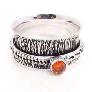 Honey Citrine Gemstone Ethnic Handmade Jewelry Spinner Ring Size US 7.75 R11394 - Picture 1 of 3