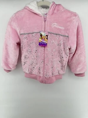 Disney Sweater Girls Pink White Sherpa Princess Rapunzel Tiana Belle size 6 - Image 1 of 3