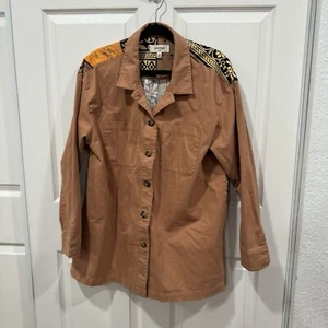 Giacca Anthropologie Porridge Loana Chore stampa batik bottoni davanti donna grande - Foto 1 di 6