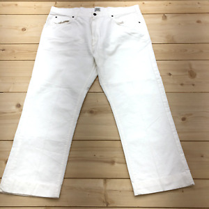 J.crew White Flat Front Tapered Leg Regular Fit Cotton Jeans Adult Size 38X32