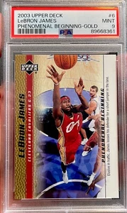 2003 Upper Deck Phenomenal Beginning Gold Rookie  Lebron James RC #10 PSA 9 MINT - Picture 1 of 3
