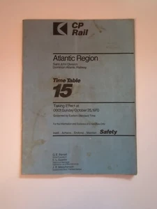 CP Rail Atlantic Region Saint John Division Time Table 15 Oct 25 1970 - Picture 1 of 5