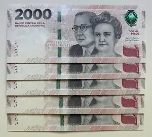 Lot x 5 tickets ARGENTINA 2000 Pesos 2023 SC \ UNC - Picture 1 of 2