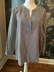 NWOT VINEYARD VINES BLACK/white striped Seersucker Tunic XL - Picture 1 of 5