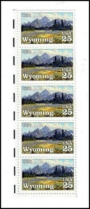 Juego de 5 estampillas de 25 centavos USPS 1990 Wyoming Statehood Centenario Estados Unidos #T573 - Imagen 1 de 2
