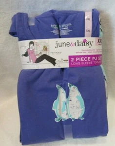 June & Daisy Damen L/S Top & Fleece Hose Pyjama Pinguin Damen Gr. XL-XXL Neu mit Etikett - Bild 1 von 2