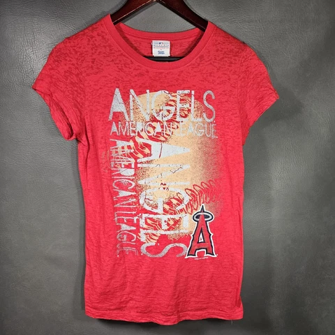 MLB Angels Shirt Womens Large Red Baseball Anaheim Angels Shirt Cover